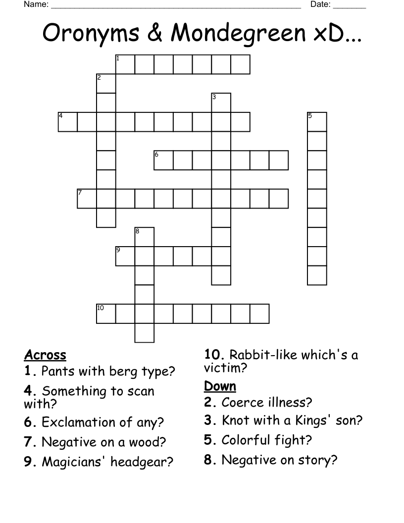 Oronyms & Mondegreen xD... Crossword