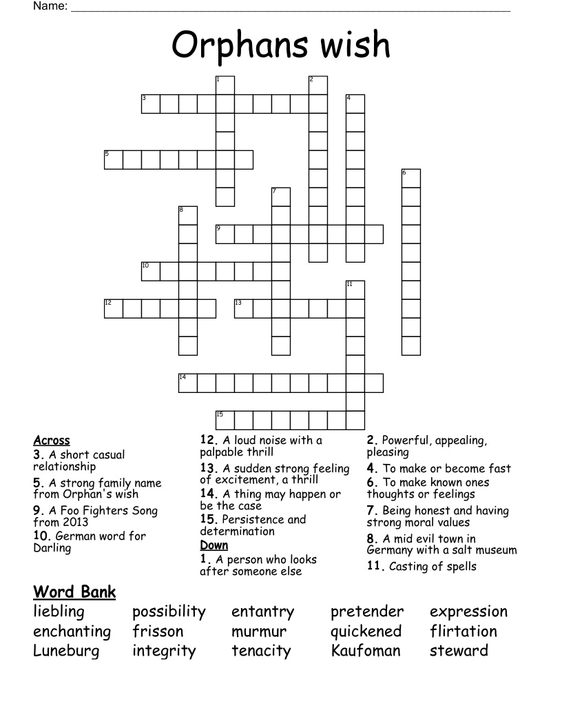 Orphans wish Crossword