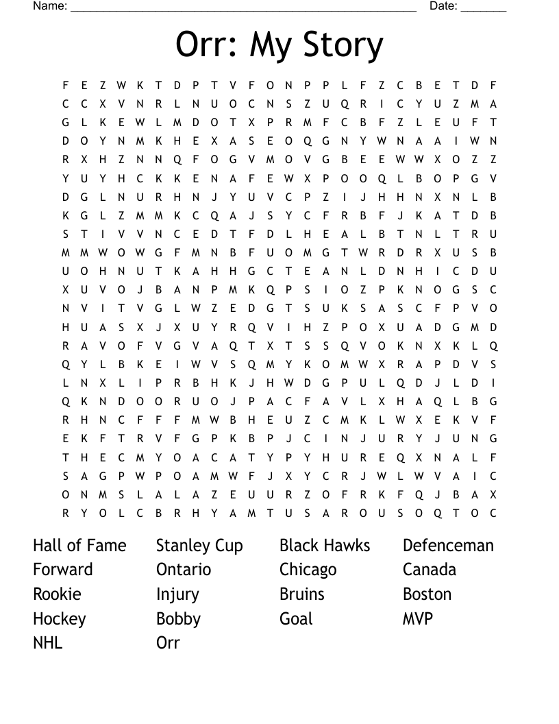 Orr: My Story Word Search