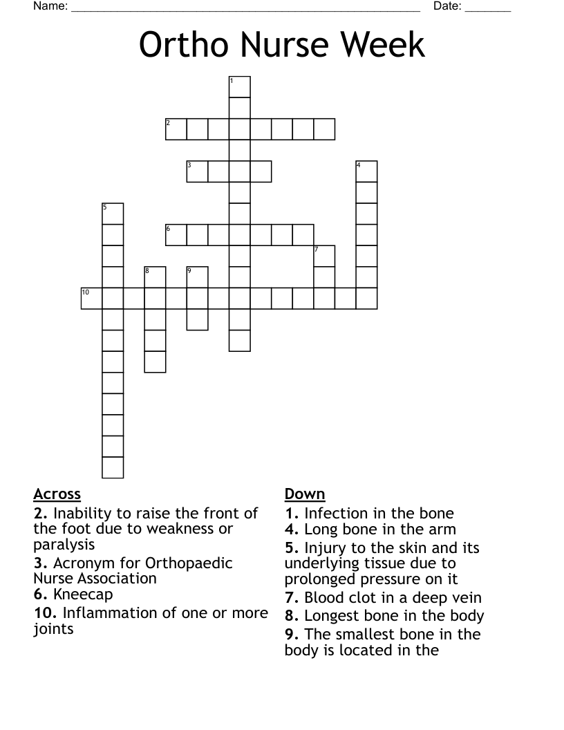 Ortho Nurse Week Crossword