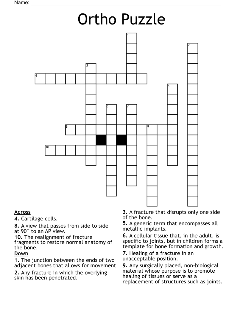 Ortho Puzzle Crossword