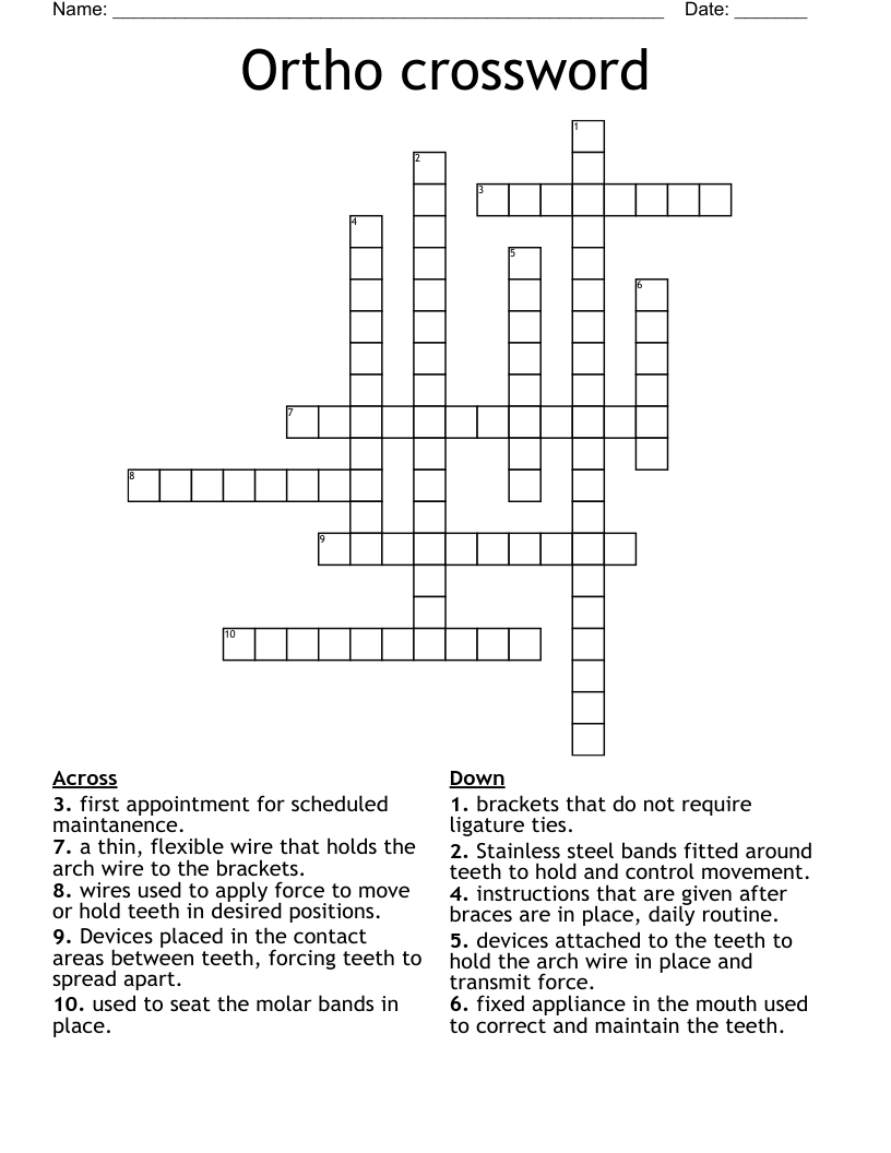 Ortho crossword