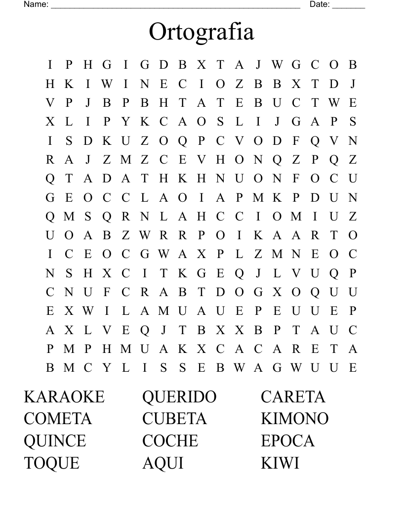 Ortografia  Word Search