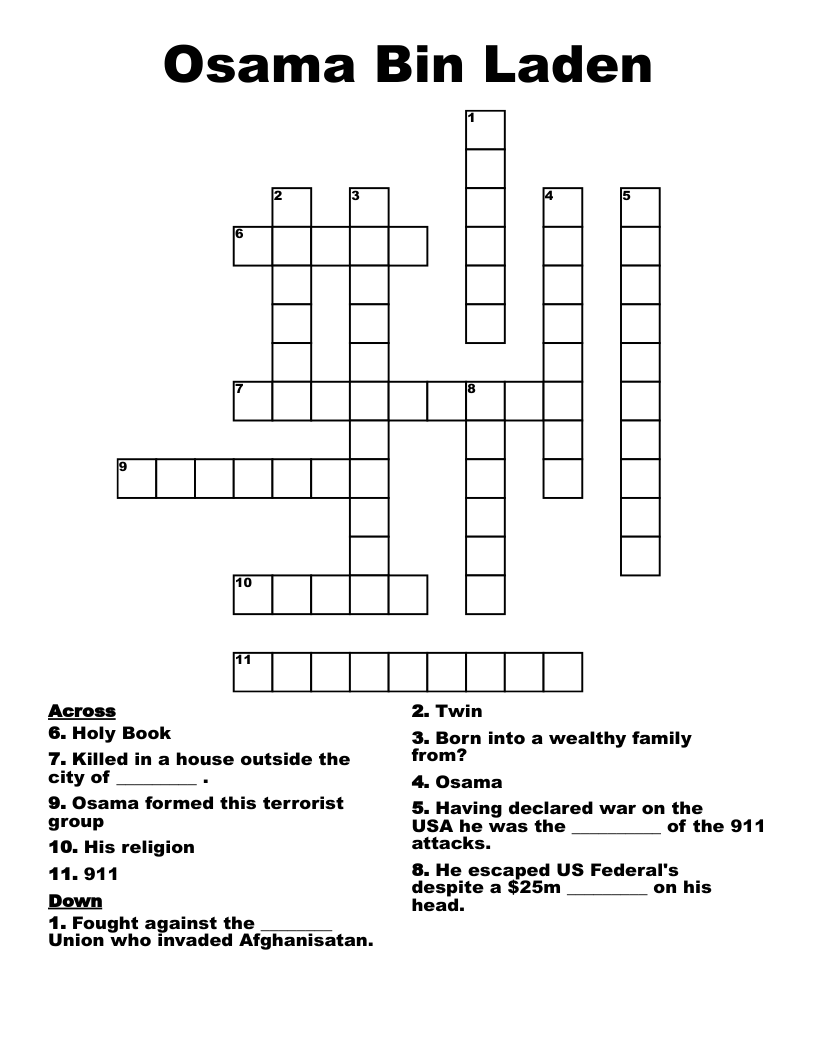 Osama Bin Laden Crossword