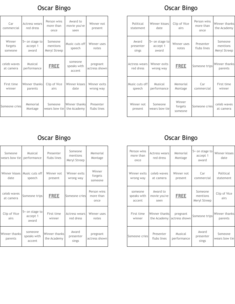 Oscar Bingo