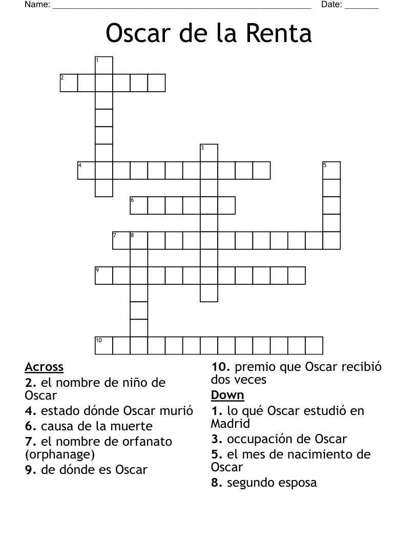 Oscar de la Renta Crossword