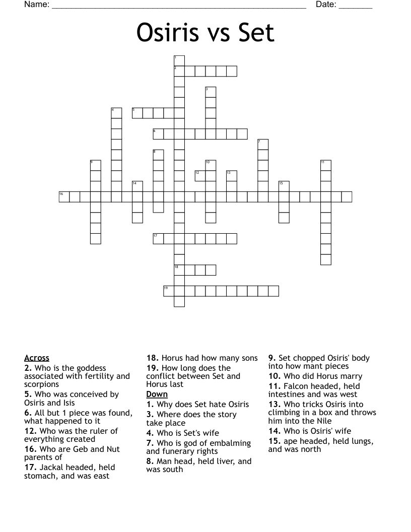 Osiris vs Set Crossword