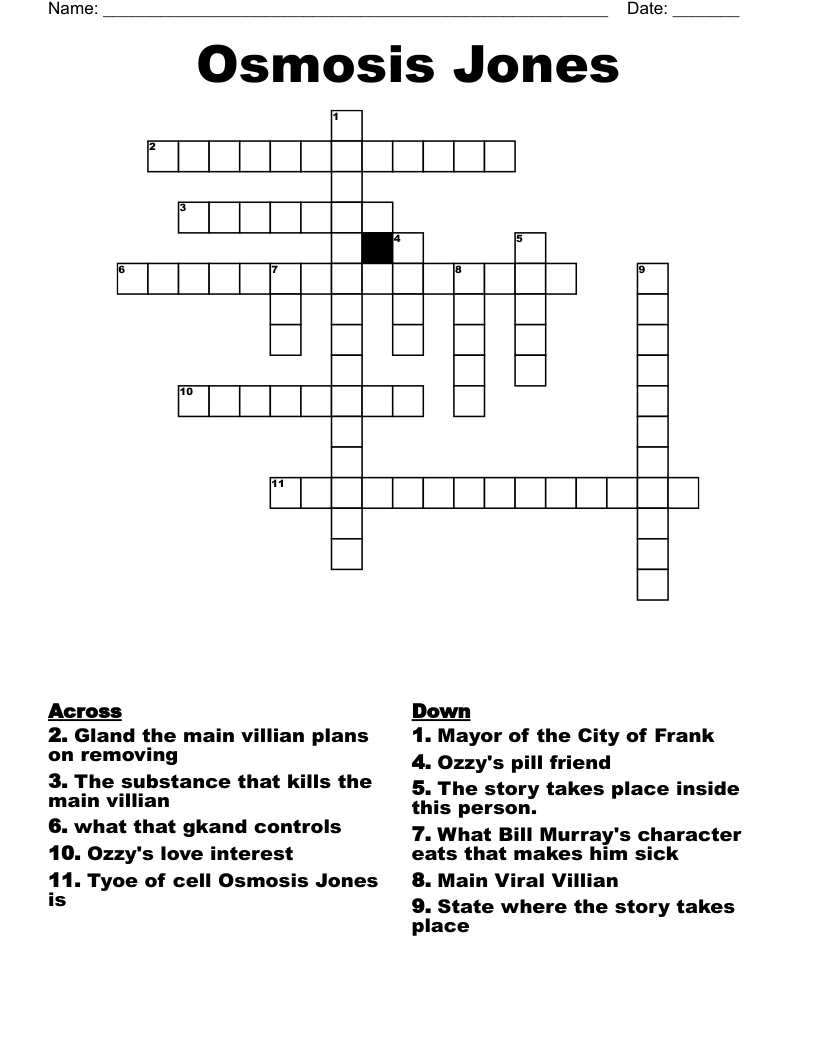 Osmosis Jones Crossword