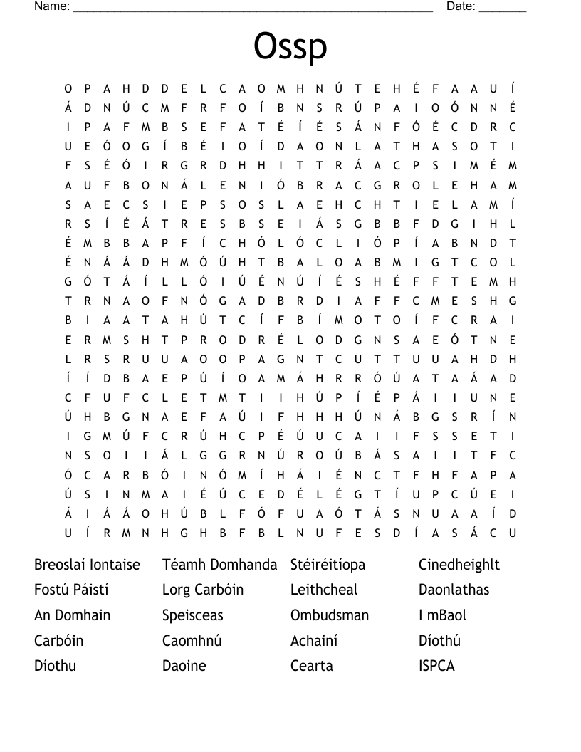 Ossp Word Search