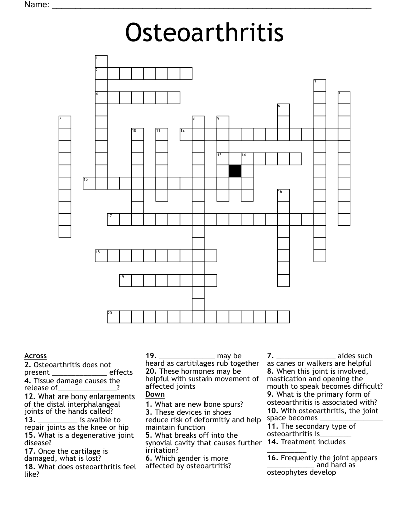 Osteoarthritis  Crossword