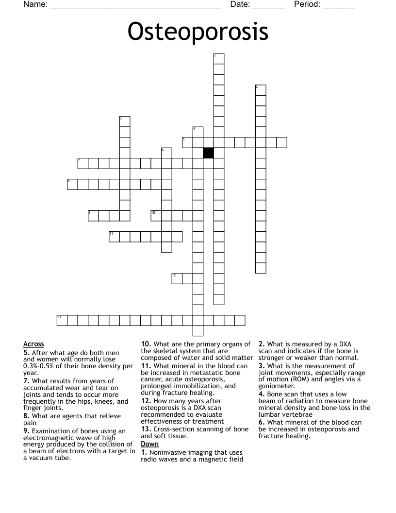 Osteoporosis Crossword