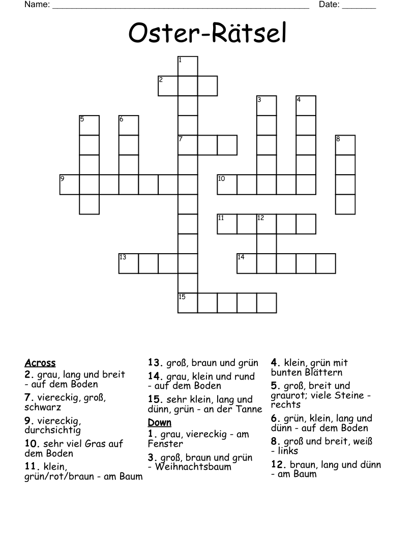 Oster-Rätsel Crossword