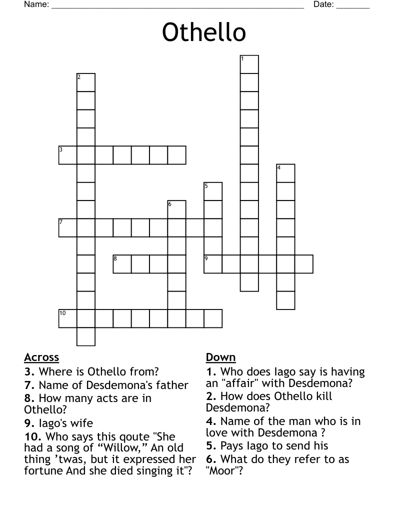 Othello Crossword