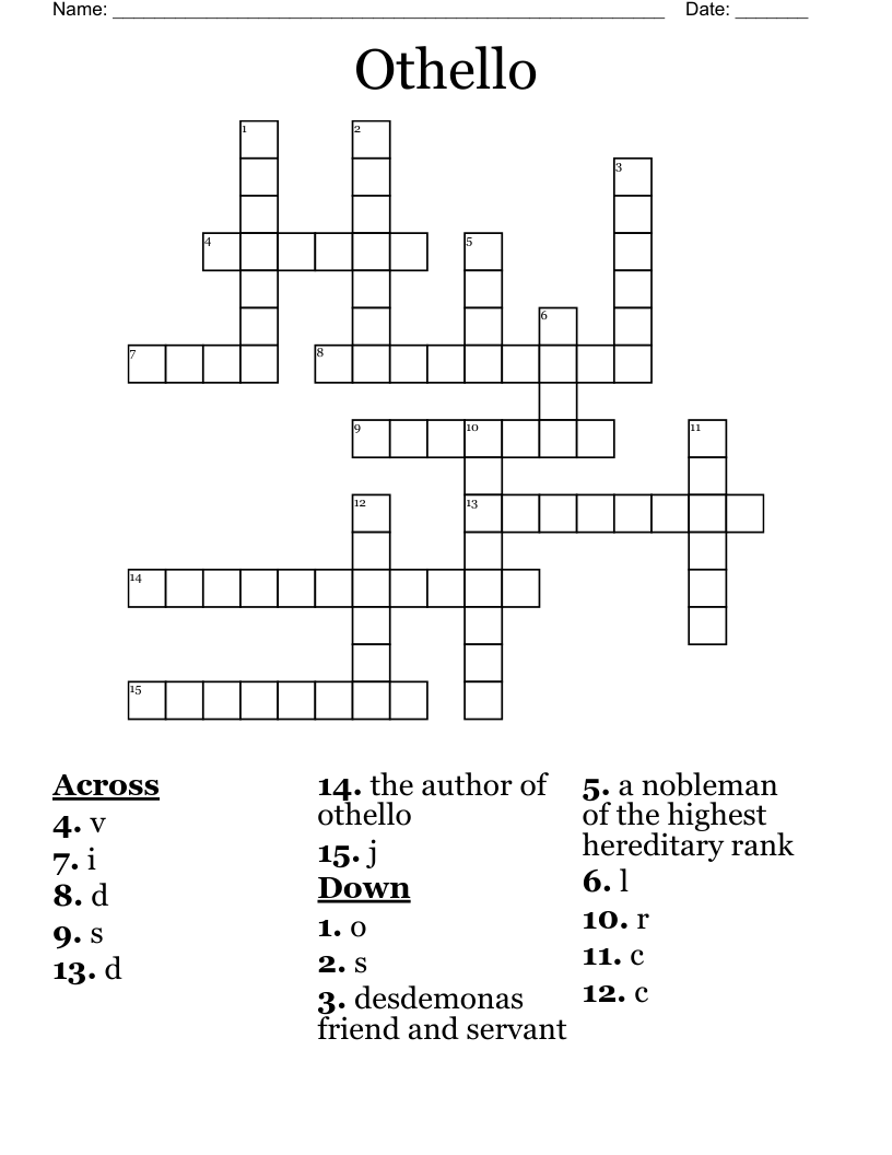 Othello Crossword