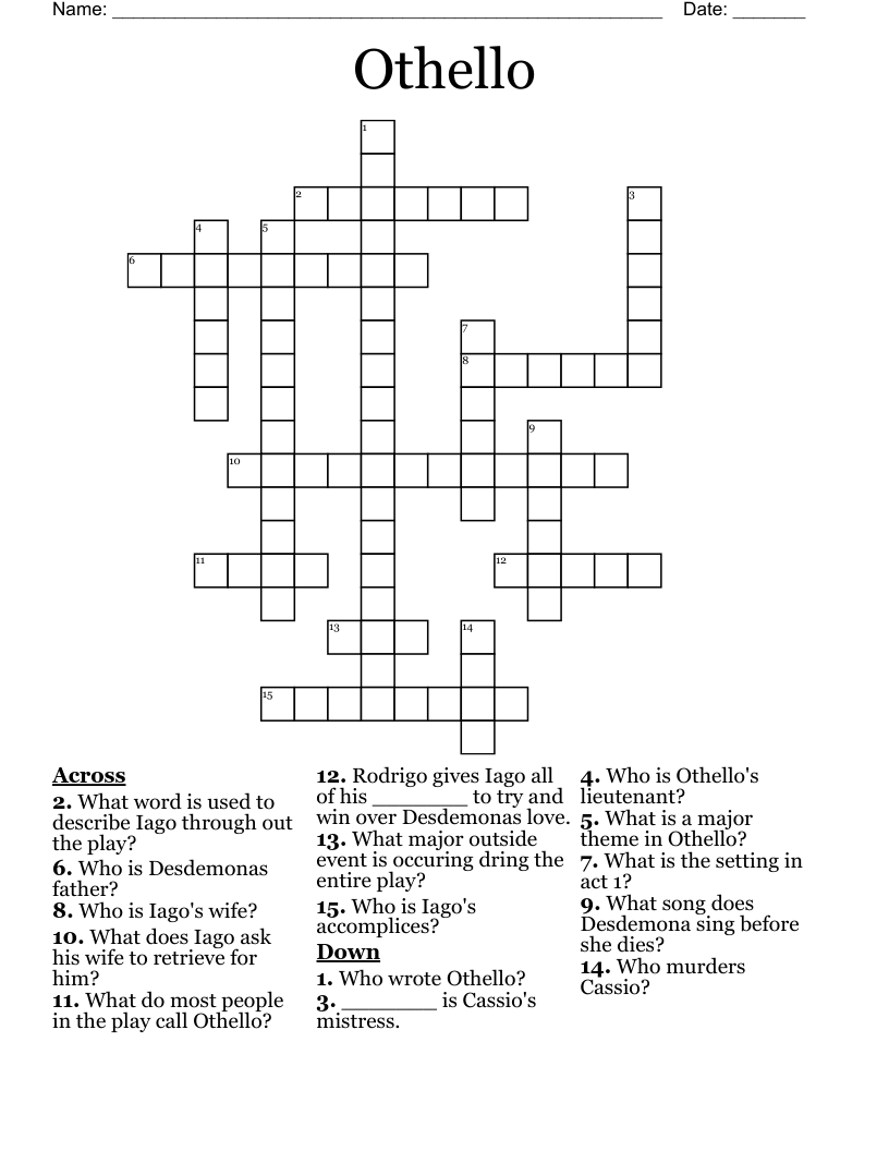 Othello Crossword
