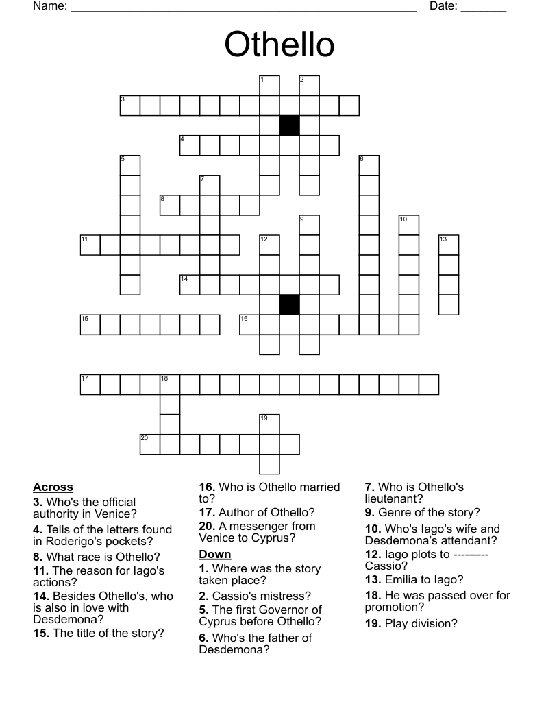 Othello Crossword