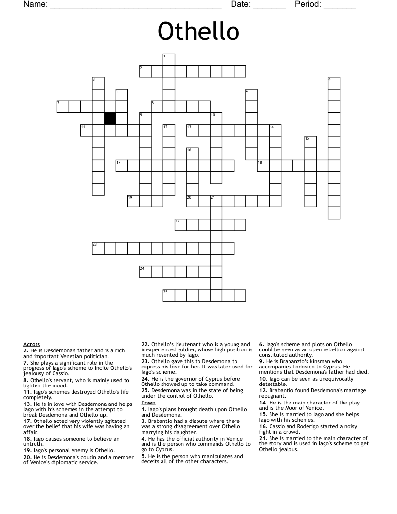 Othello Crossword