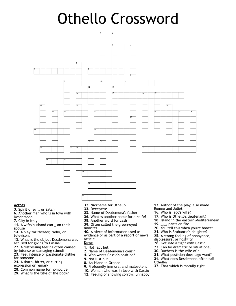 Othello Crossword