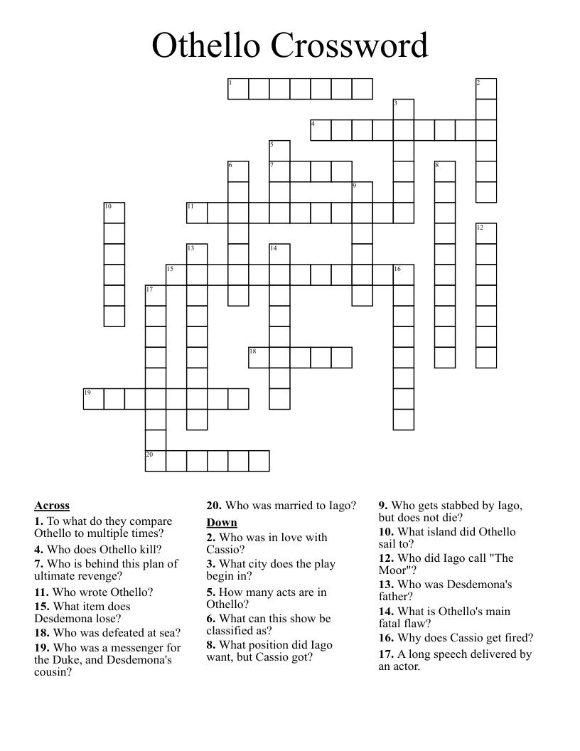 Othello Crossword
