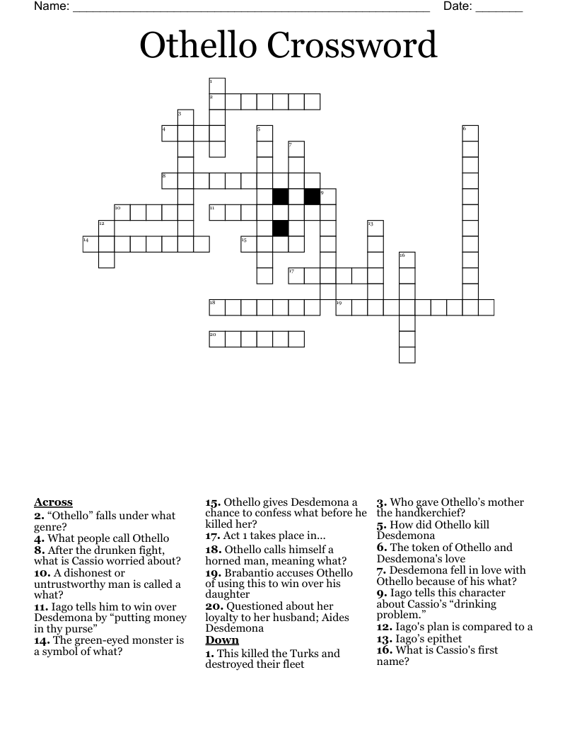 Othello Crossword