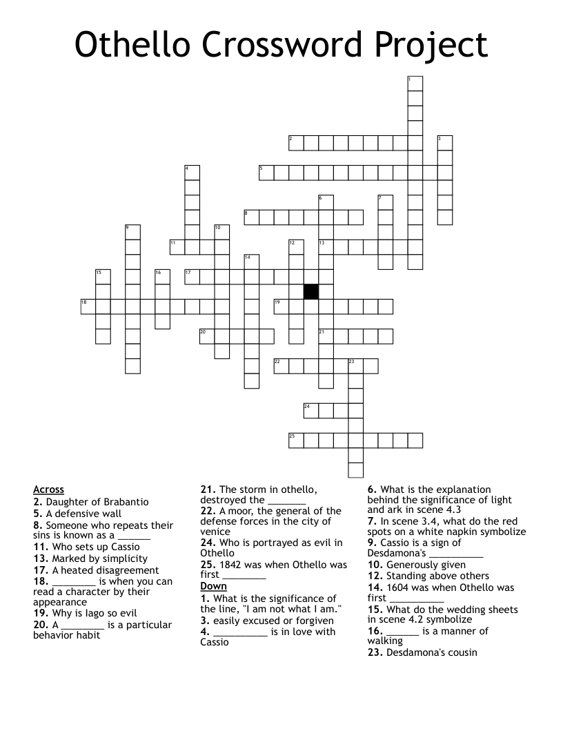 Othello Crossword Project 