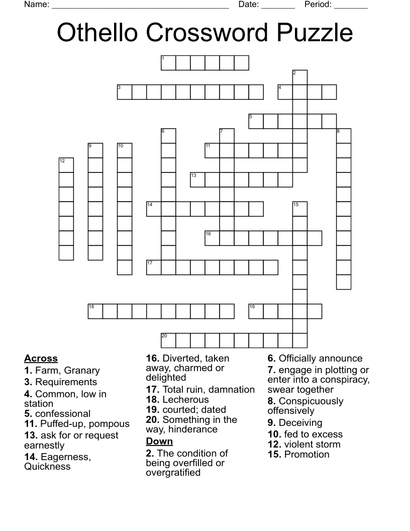 Othello Crossword Puzzle