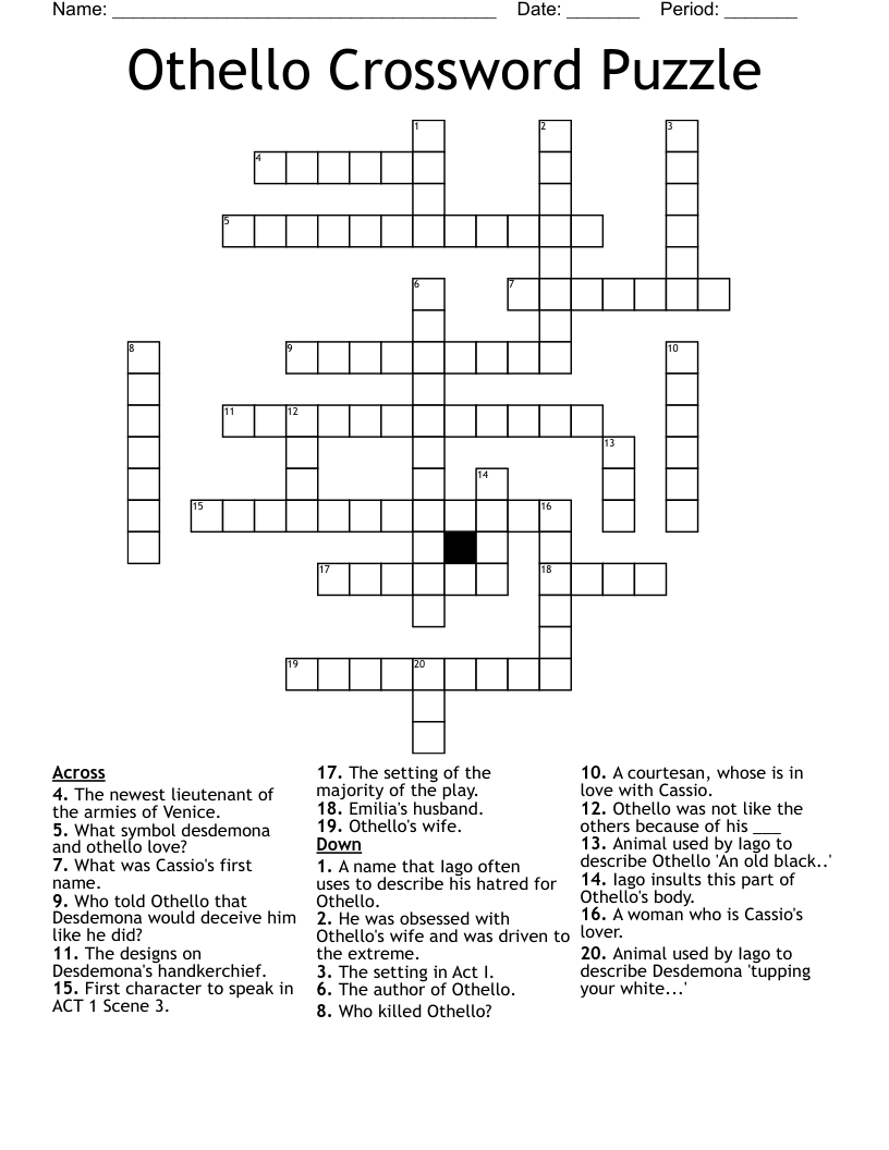 Othello Crossword Puzzle