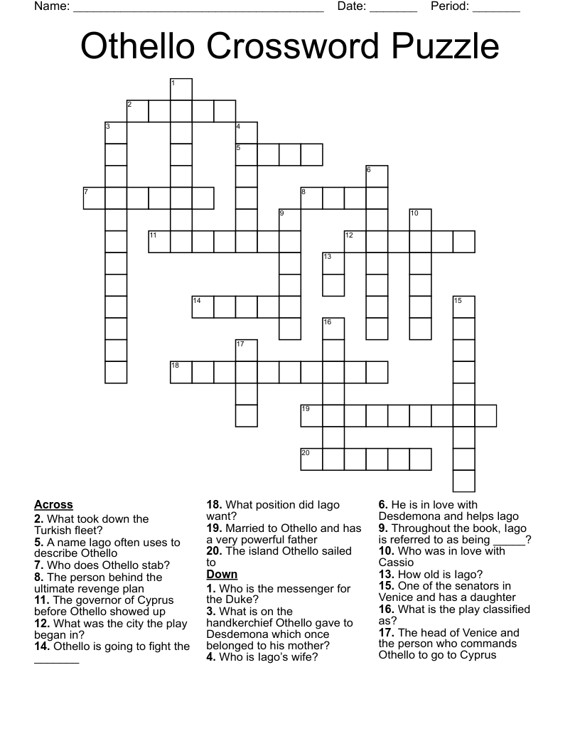Othello Crossword Puzzle