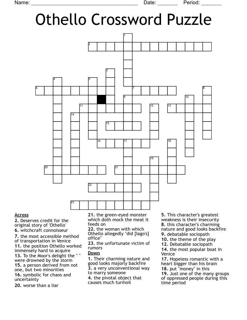 Othello Crossword Puzzle