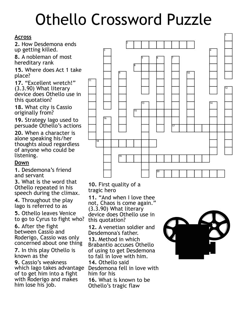 Othello Crossword Puzzle