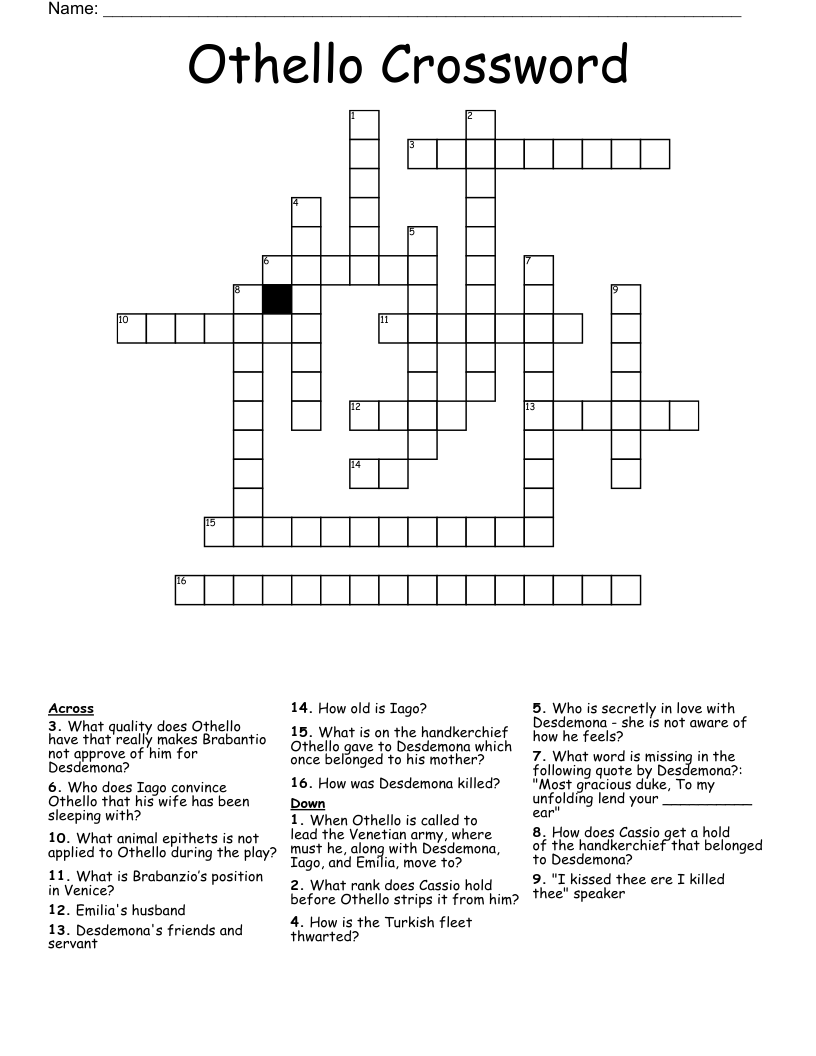 Othello Crossword 