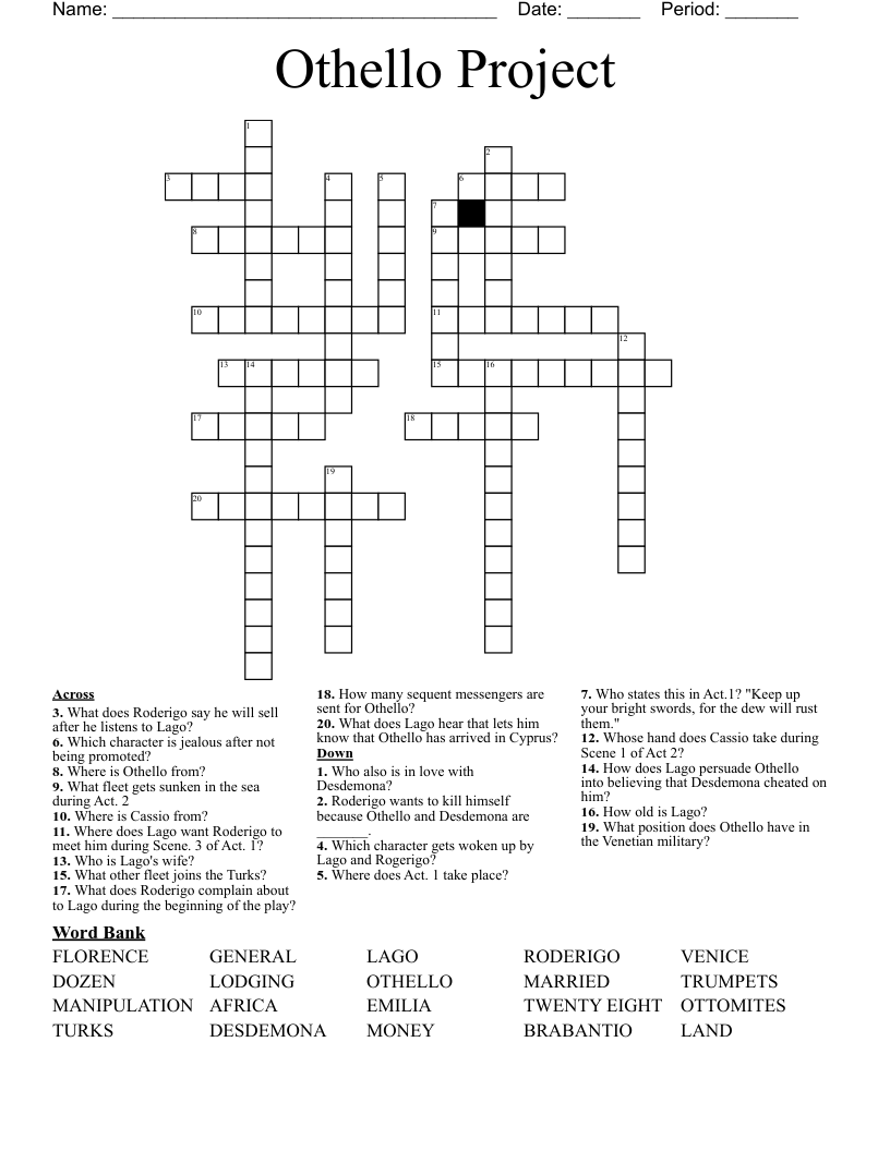 Othello Project Crossword