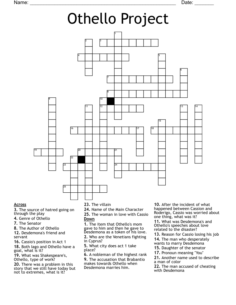 Othello Project  Crossword