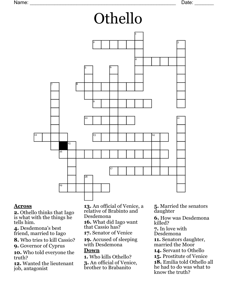 Othello  Crossword