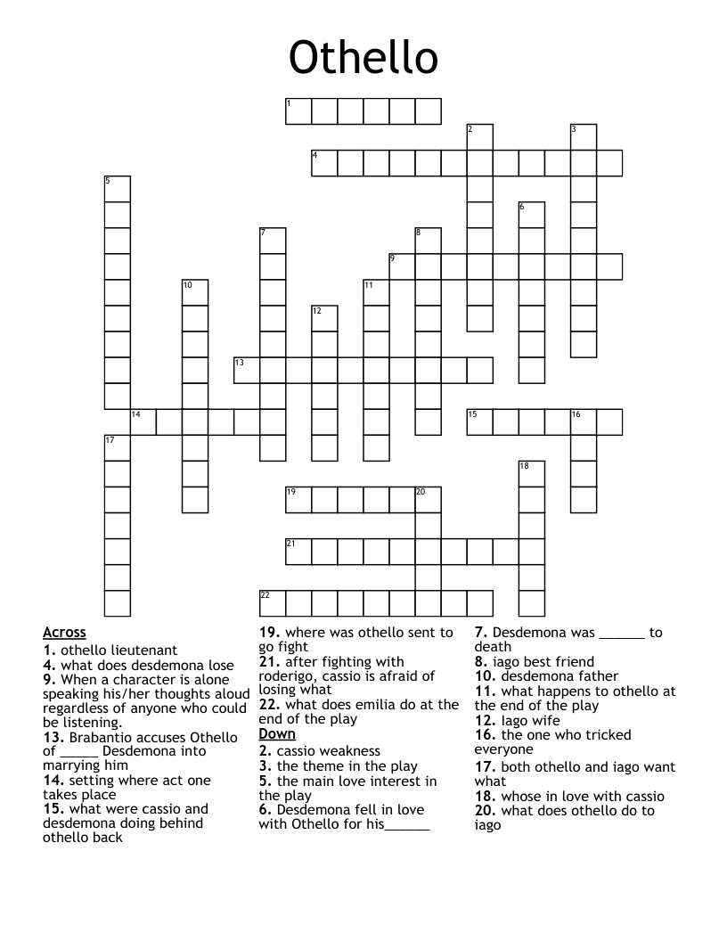 Othello  Crossword