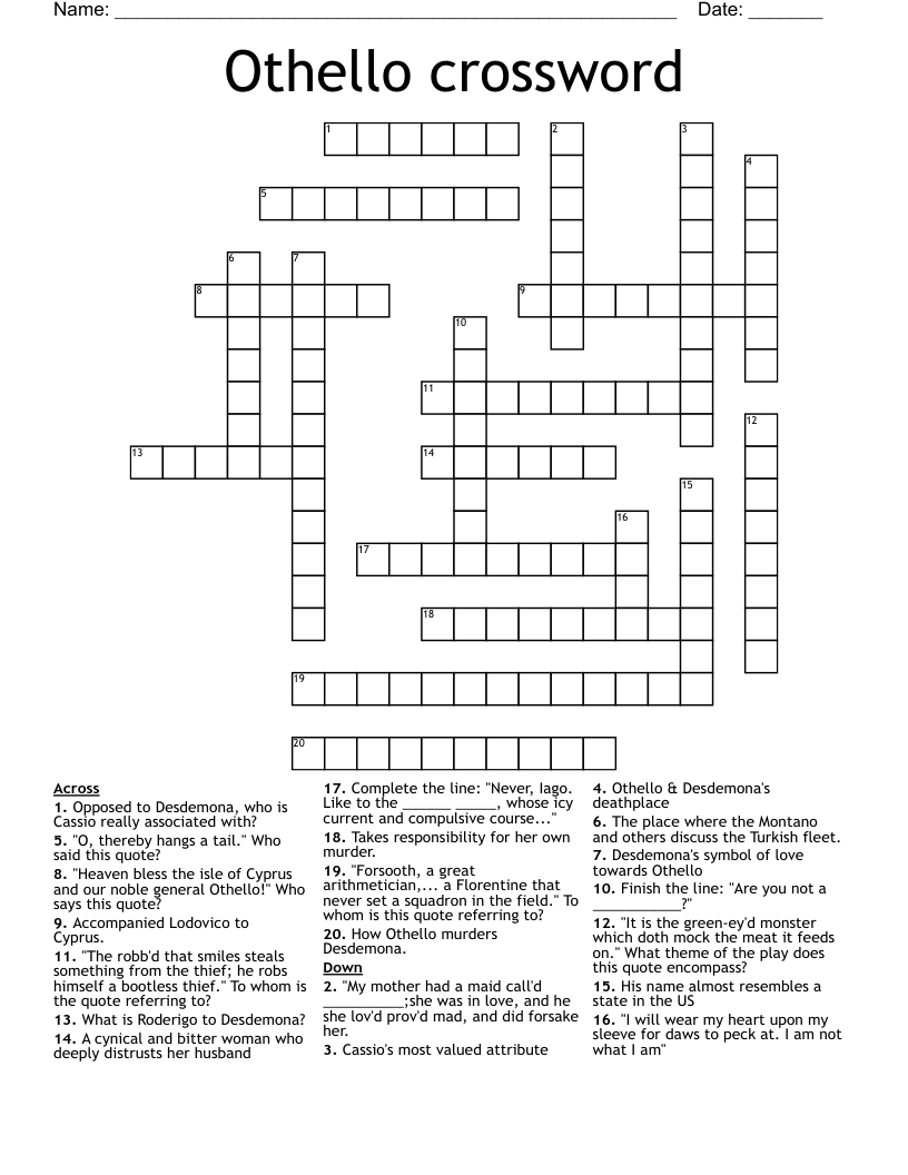 Othello crossword