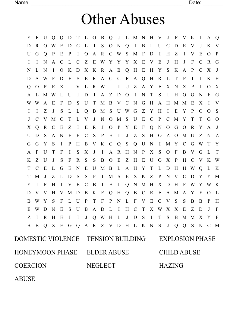 Other Abuses  Word Search