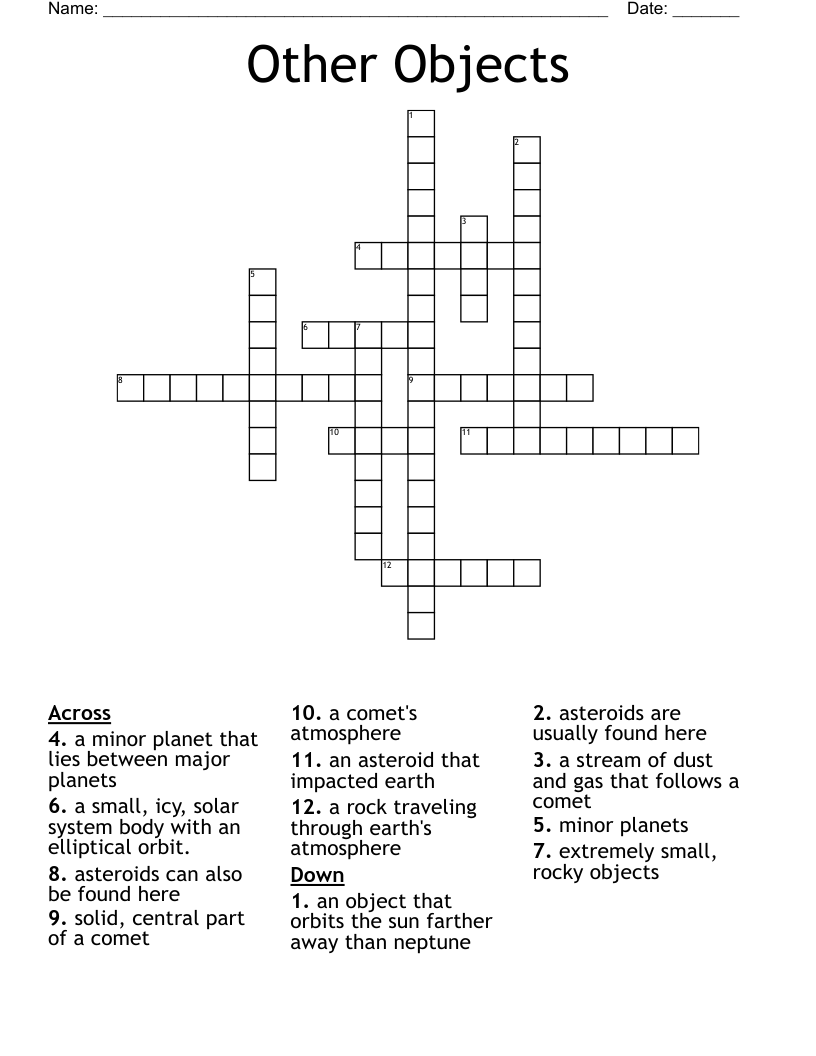 Other Objects Crossword