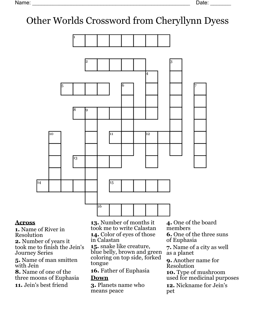 Other Worlds Crossword from Cheryllynn Dyess
