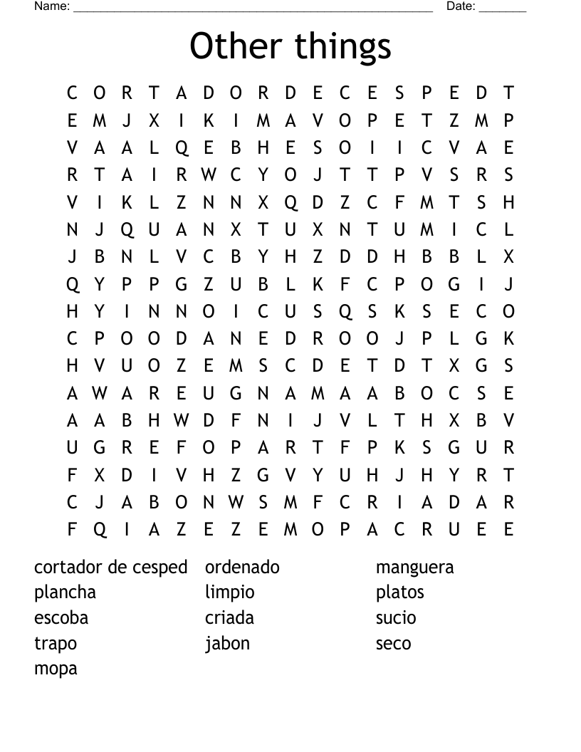 Other things Word Search