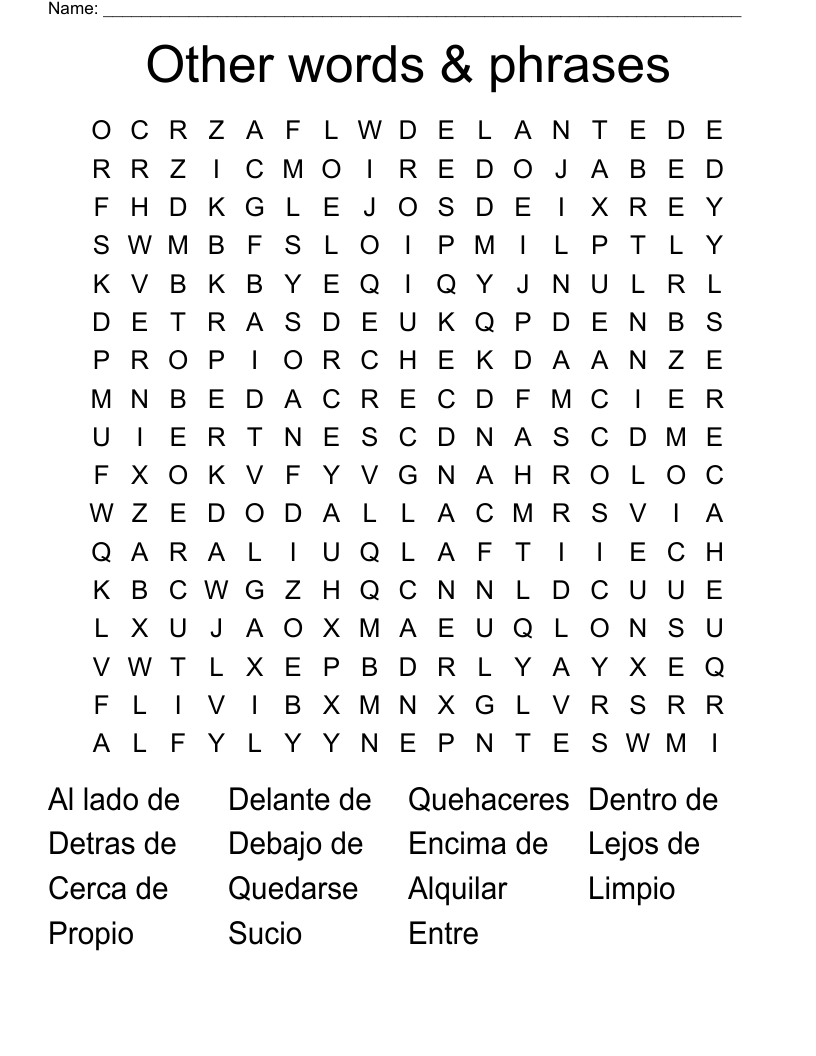 Other words & phrases Word Search