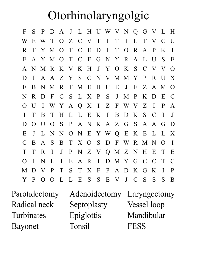 Otorhinolaryngolgic Word Search