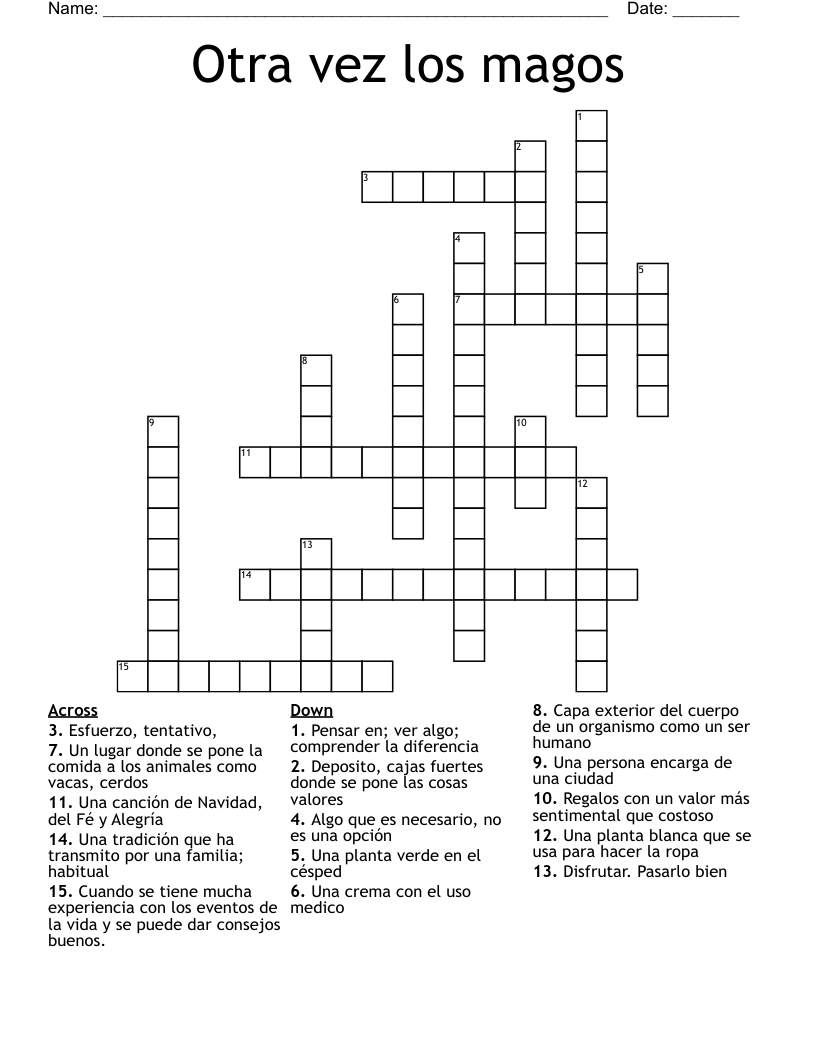 Otra vez los magos Crossword