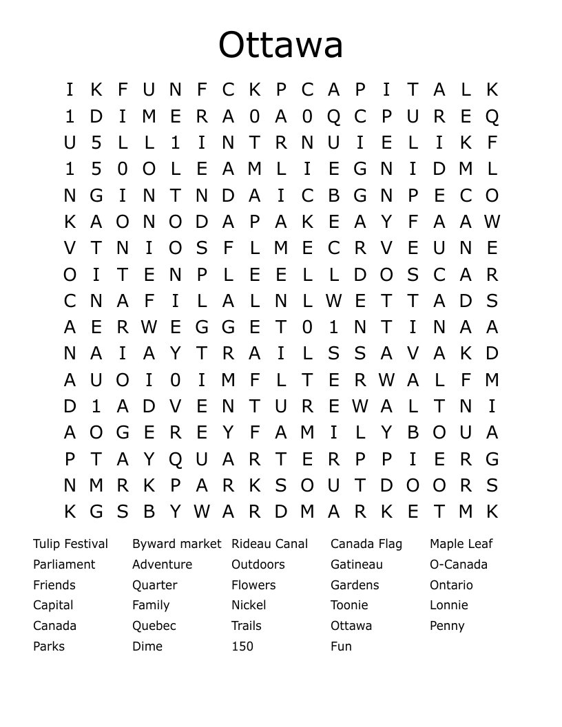 Ottawa Word Search