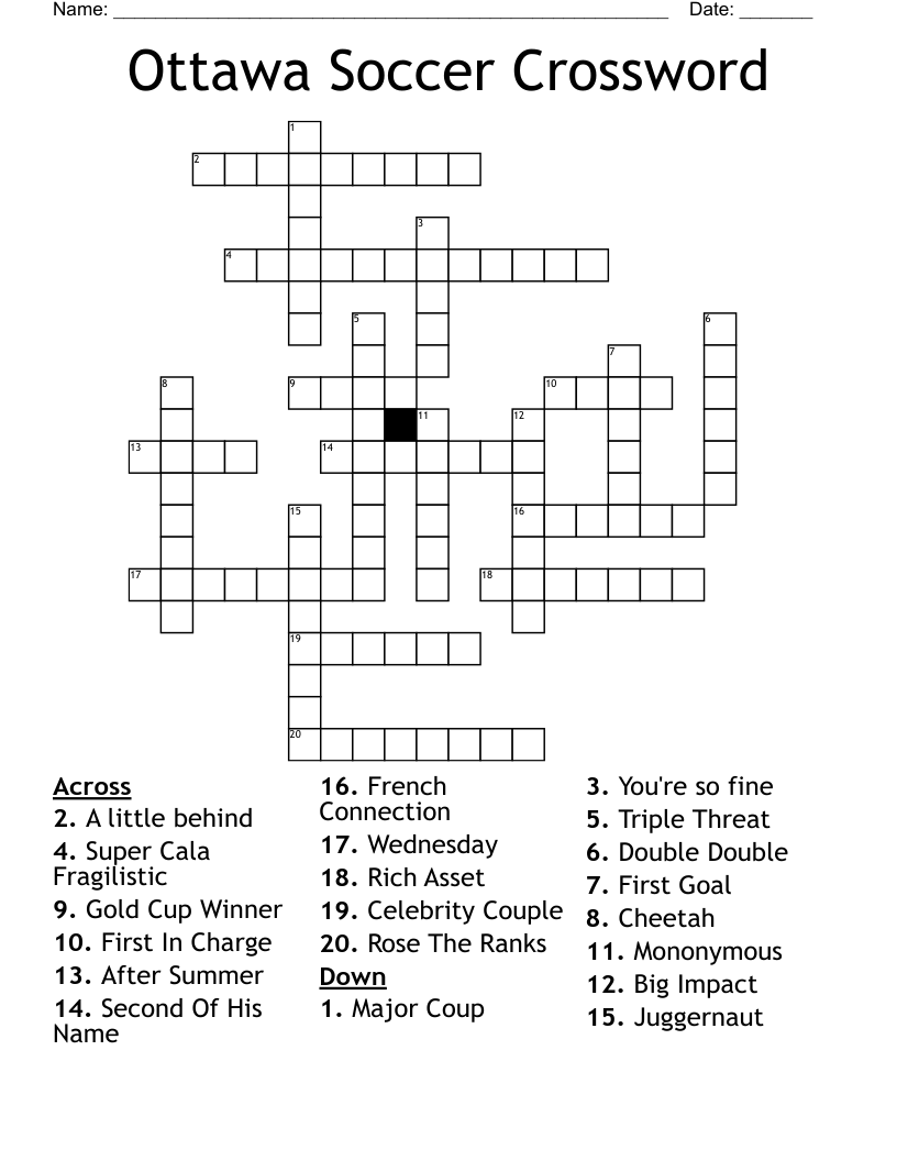 Ottawa Soccer Crossword