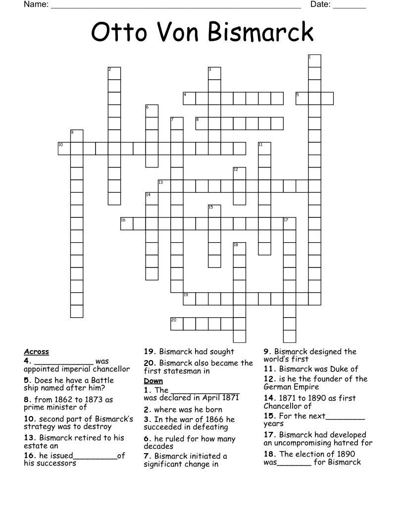 Otto Von Bismarck Crossword