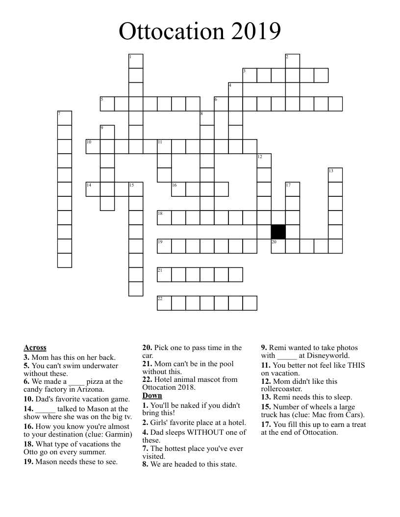 Ottocation 2019 Crossword