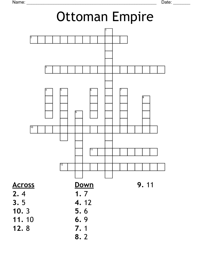 Ottoman Empire Crossword