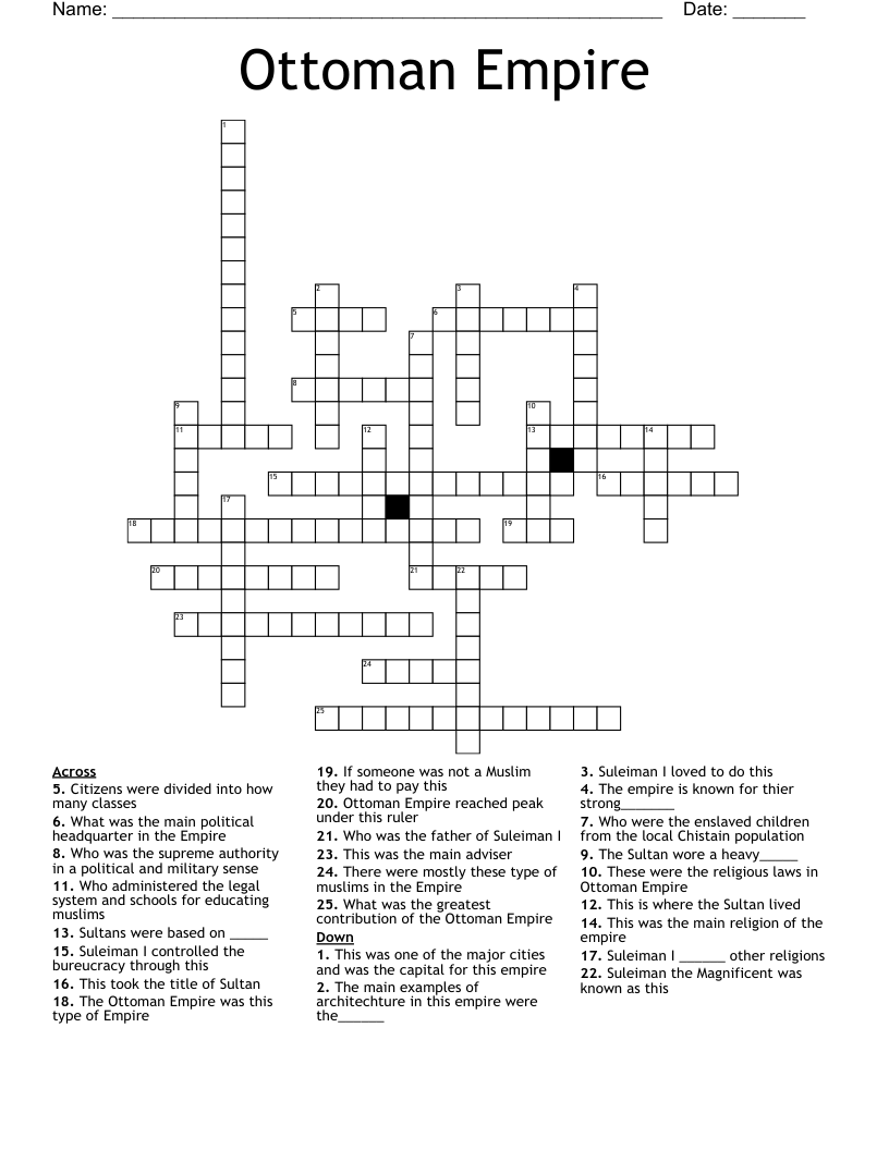 Ottoman Empire Crossword