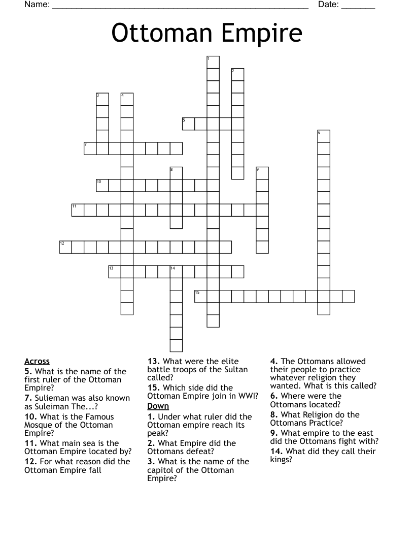 Ottoman Empire Crossword